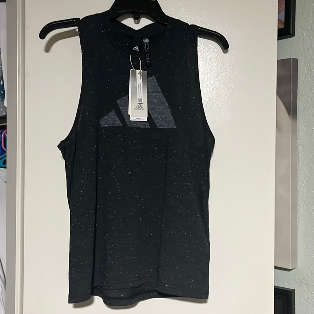 Adidas Sport Loose Fit Tank Top Black Charcoal Womens Size XS NEW - Picture 4 of 4